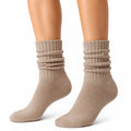 Socken 35-38 aus Textil in Beige mit geripptem Schaft im lässigen Stil