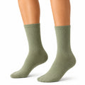 Socken Größe 35-38 aus Stricktextil in Salbeigrün gerippt