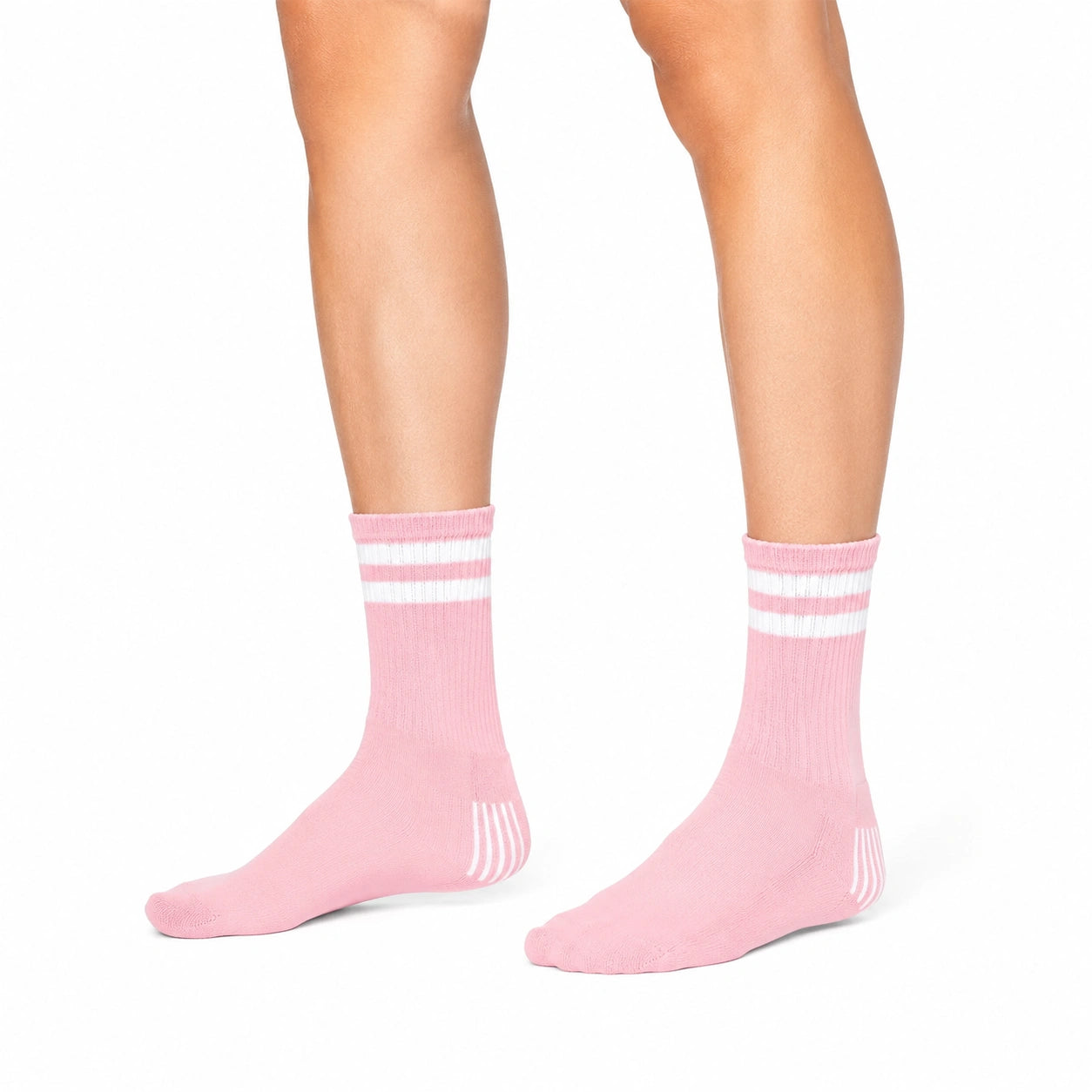 Sportsocken 39-42 aus Textil in Rosa Weiß mit Rippbund für Alltag und Sport