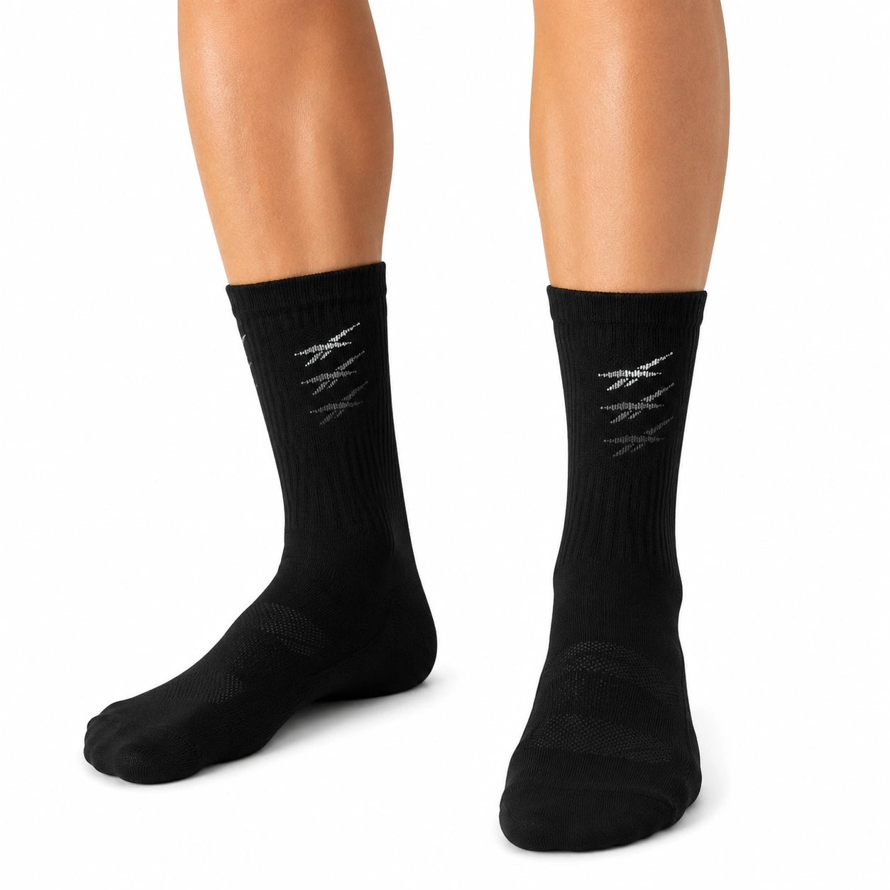 Sportsocken 43-46 Schwarz aus Textil mit geripptem Schaft