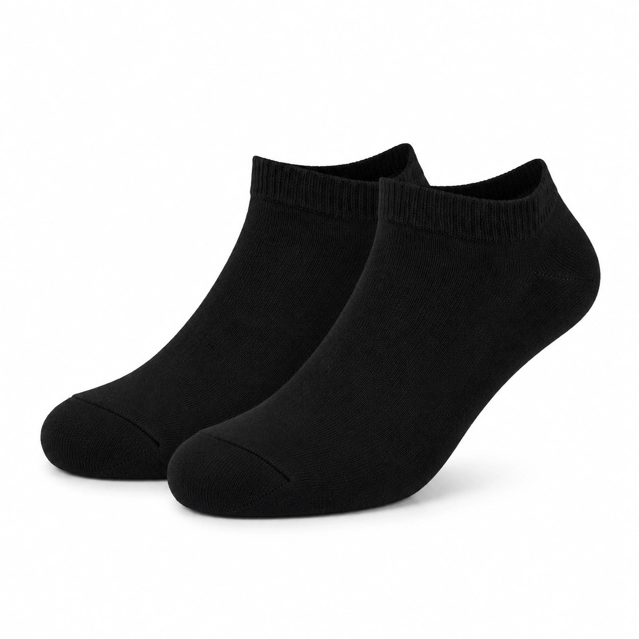 Sneakersocken 43-46 Schwarz Textil - kurze einfarbige Freizeitsocken mit Rippbund